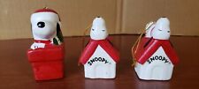 Vintage Snoopy Dog House Ceramic Christmas Ornament  (LOT OF 3) U F S picture