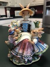 Fitz & Floyd Old World Rabbits Musical Bunny Figurine Dreaming Of Home & Mother picture