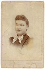 CIRCA 1890'S CABINET CARD Beautiful Woman Wearing Dress w. Bow L. Le May Ada, OH picture