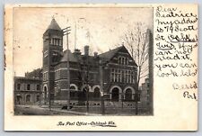 Original Old Vintage Antique Postcard Picture Post Office Oshkosh Wisconsin 1907 picture
