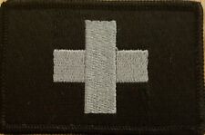 Switzerland Flag Patch W/ Hook & Loop Fastener Tactical Emblem Black & Gray picture