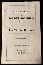 1924 OAK CLIFF High School DALLAS Texas TX The Thirteenth Chair Play Program picture