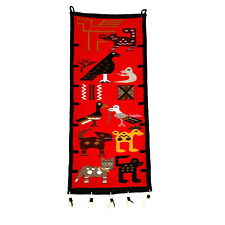 African Pictorial Animal Hand Woven Tapestry Wall Hanging Animals Red Black picture