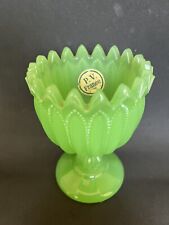Vintage Portieux Vallerysthal France Jadeite Green Satin 4 Inch High Chalice picture