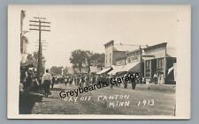 RPPC Day Off Downtown Festival CANTON MN Minnesota 1913 Real Photo Postcard 3 picture