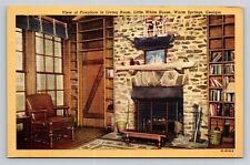 Warm Springs GA Little White House FDR Fireplace in Living Room Vtg Postcard picture