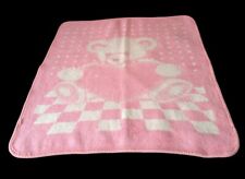 San Marcos Baby Blanket Reversible Pink Bear With Heart Acrylic 46