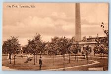 c1910's City Park Gentleman & Children's Playing Plymouth Wisconsin WI Postcard picture