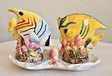 Corner Ruby Tropical Collect. Fish Salt Pepper Shakers Ceramic Hand Painted NEW picture