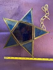 Vintage Blue Glass Star Candle Holder picture