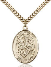 14K Gold Filled St George Paratrooper Military Soldier Catholic Medal Necklace picture