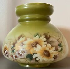 Vintage Opal Glass Lamp Shade with Daisies and Green Background Fits 3 1/4