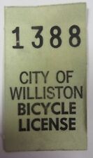 Vtg 1975 WILLISTON, NORTH DAKOTA Bicycle Bike Tag License Registration Sticker picture