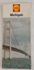 Vintage 1962 Shell Road Map Michigan 27X18 Inches Mackinac Bridge #16288 picture
