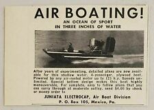 1954 Print Ad Juniata Electrocap Air Boats Plans for Building Mexico,PA picture