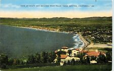 Linen Postcard; South Bay Beaches from Palos Yerdes Estates CA Unposted EC Kropp picture