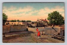 Isleta NM-New Mexico, Isleta Indian Pueblo, Old Church Souvenir Vintage Postcard picture