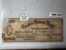 1887 Cochise County Bank Check (TOMBSTONE, ARIZONA) with Chewed Corner  WN-144 picture