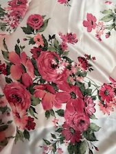 VINTAGE fabric Satin pink Flowers Floral 71