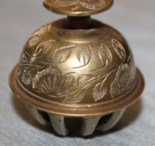 Nice Vintage Etched Brass Elephant Claw Bell Leaves & Flowers 2