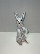 Vintage Bavent French Faience White Glaze Pottery 8 3/4” Rabbit Glass Eyes picture