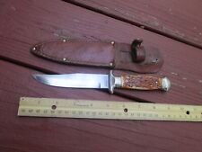 Vintage Colonial Prov USA Hunting Knife Fixed Blade w Sheath picture