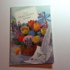 #28- Vintage Glittered Lilacs Easter Greeting Card, Breathtakingly Beautiful picture