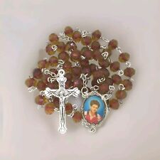 Rosary of the Blessed Carlo Acutis Crystal  image with medal Center Prayer Card picture