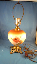 LAMP - Antique Hand-Painted Porcelain Rose-Pattern Lamp - Tested & Working picture