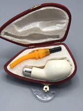 Squat Tomato  Pipe By Tekin New block Meerschaum Handmade Army Pocket Case#1711 picture