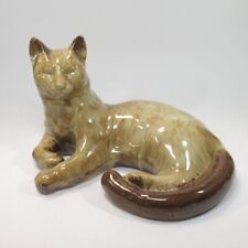 Ceramic Sleeping Siamese Cat 10-inch Caramel Coloured Glazed Ornament picture