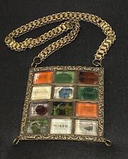 Antique Masonic High Priest Breastplate 12 Glass Gems For 12 Tribes Brass Rare picture