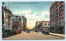 BILLINGS,. MT Montana ~ 28TH STREET SCENE  c1940s Cars Linen Postcard picture