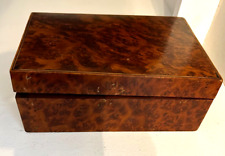 Antique English Wood Box Hinged Lid Divided Tray Tea Caddy picture