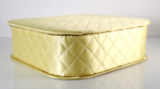 Vintage Yellow Quilted Satin Handkerchief Gloves Hosiery Vanity Box 1950's, MCM picture