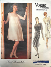 VOGUE Paris Original KARL LAGERFELD Swing Dress Pattern Slip Dress 2407 Sz12-14 picture