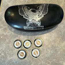 Pre-owned HARLEY-DAVIDSON Eyeglass CASE & 5 Oil Dip Dots (WI,2 NY,ME,VA) picture