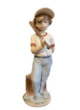 Lladro “Can I Play” 1990 Boy with Bat, softball and backpack Ceramic Figurine picture