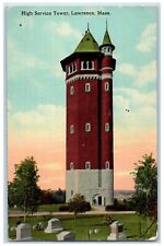 1913 View Of High Service Tower Lawrence Massachusetts MA Antique Postcard picture