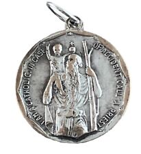 Vintage Catholic Saint Christopher & Anthony Silver Tone Religious Medal picture
