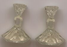 Clear Glass  24% Lead Crystal Candlestick Holders Pair Set Of 2 USA Vintage 4 in picture