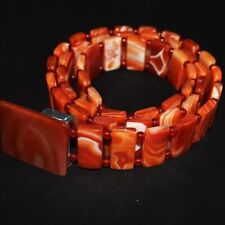 Rare 100% Natural Silk Wrapped Red Agate Jade Long Belt 104CM picture