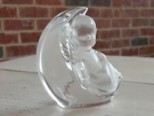 Vintage GOEBEL Lead CRYSTAL PAPERWEIGHT Angel CHERUB on MOON Signed Frosted picture