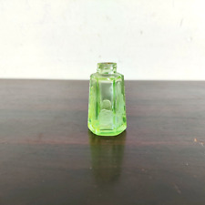 1930s Vintage Neon Green Cut Perfume Glass Bottle Decorative Collectible G829 picture