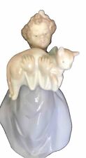 Llardro MY CHUBBY CAT 6422 Young Girl & Cat Figurine Adorable SPAIN 1990s picture