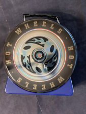 Vintage 2000 Hot wheels Tire Lunch Box & Thermos Mattel Inc Blue Black Metal Tin picture