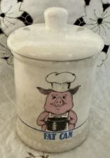 Vintage 1989 PIG Chef FAT Can Ceramic Crock Jar Bacon Grease With Lid picture