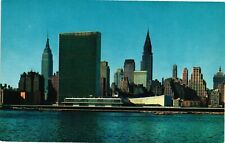 Mid Manhattan Skyline From Across The East River New York NY C1950 Postcard picture