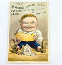 Vintage Victorian Trade Card - Atmores Mince Meat English Plum Pudding Phila picture