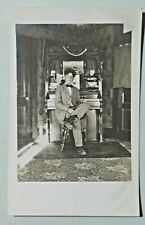 Young Man in Suit Sitting at Parlor Pump Organ Early 1900's Postcard RPPC 8209 picture